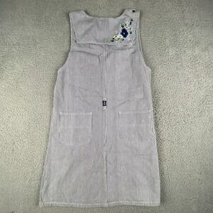 VINTAGE Haiks Dress Womens M Denim Hickory Striped Apron School Teacher Cottage